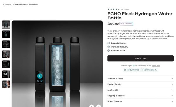 ECHO Flask Hydrogen Water Bottle